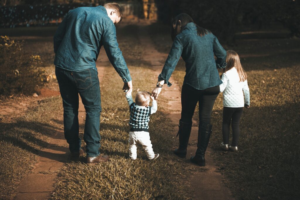 family walking on path image