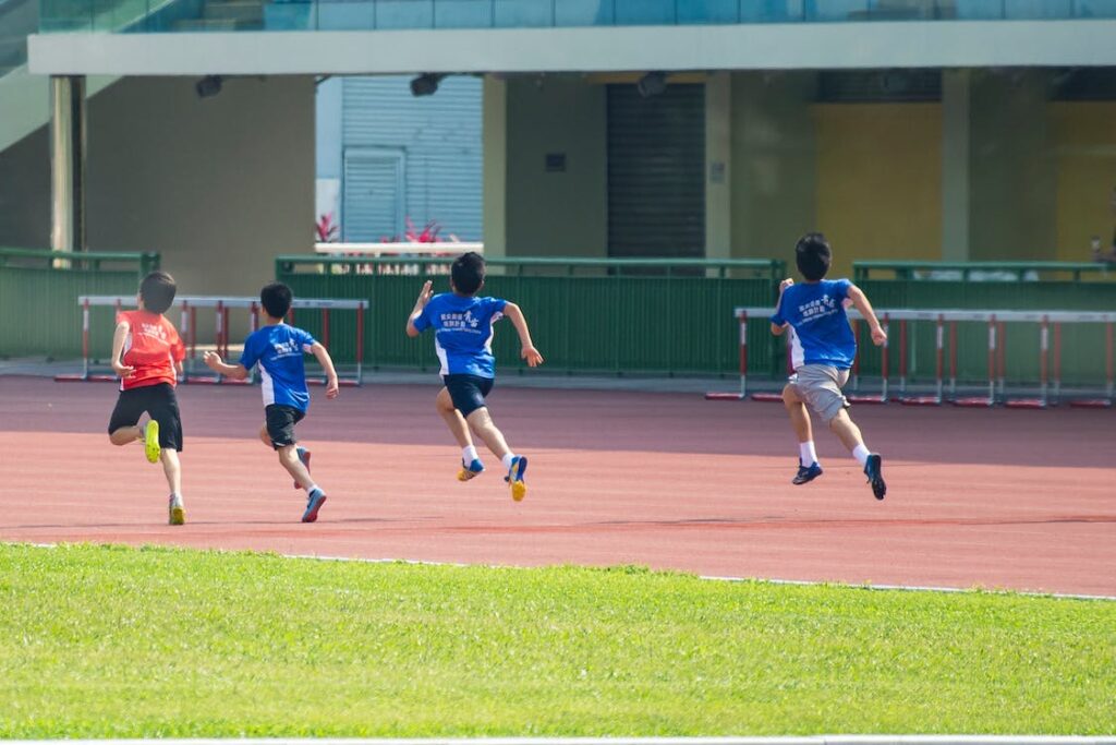 Kids running on a track