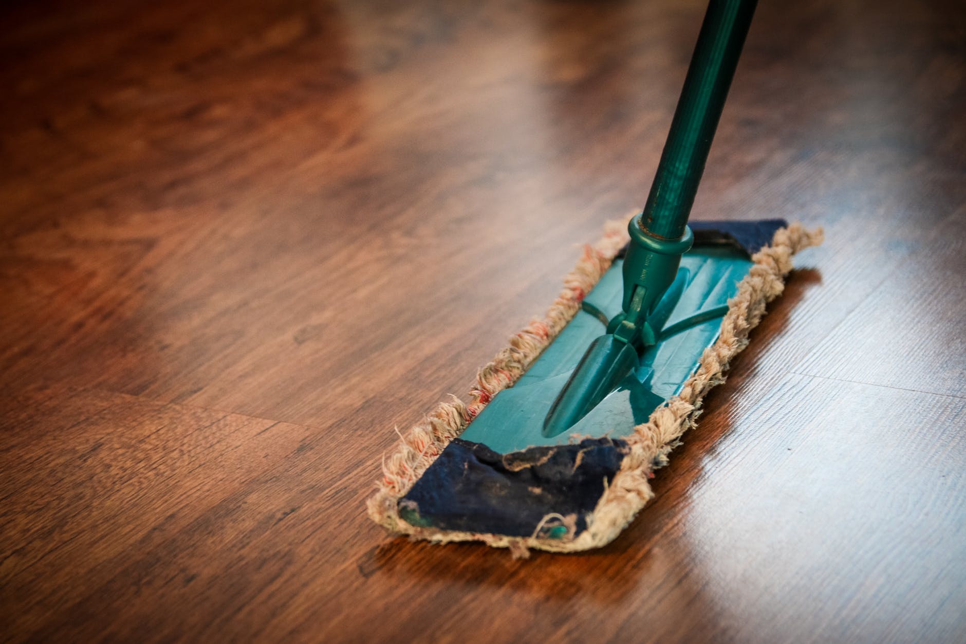 mopping a wooden floor