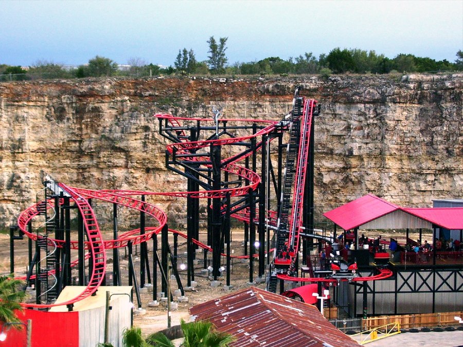roller coaster at Six Flags Fiesta in San Antonio, Texas