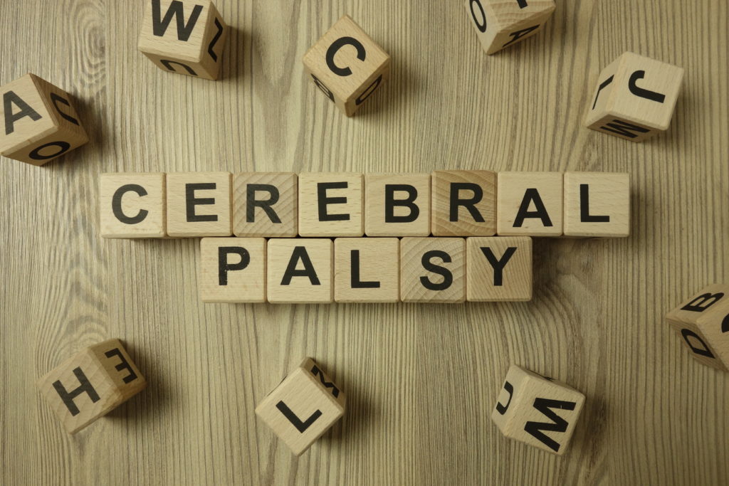 Text cerebral palsy from wooden blocks