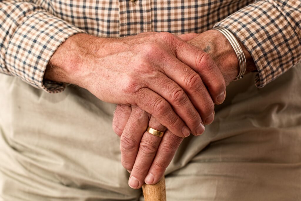 Man hands waiting senior image