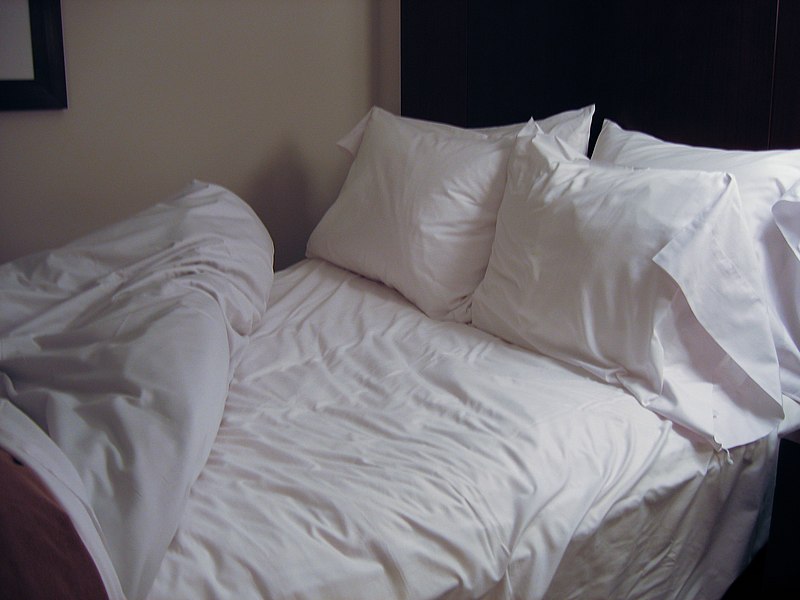 Several pillows on a bed image