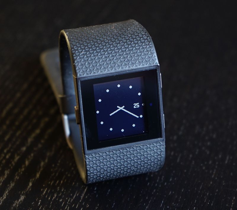 a fitness activity tracker showing a clock display image