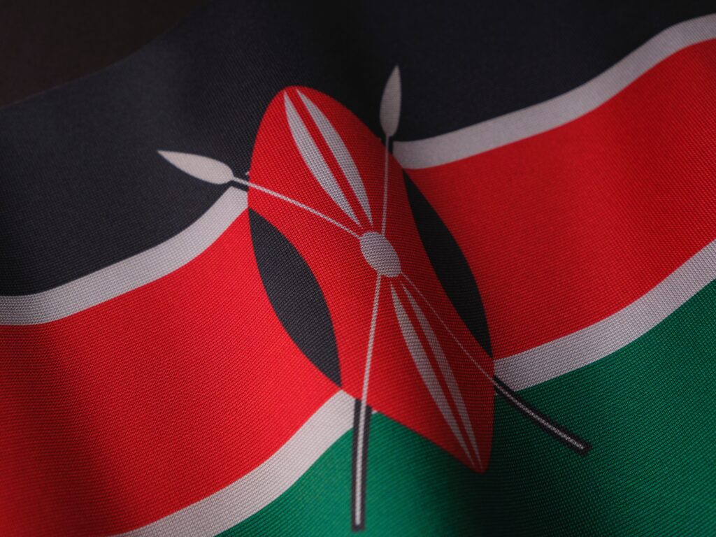 Close-up shot of the flag of Kenya