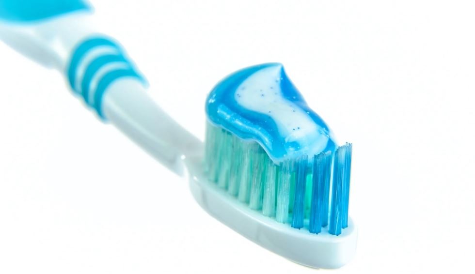 Blue and white toothpaste