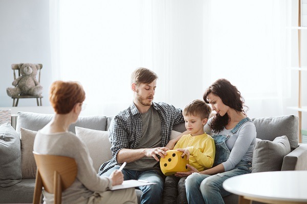 Parents work with child in therapy sessions so they learn tips and ideas for keeping up the lessons at home.