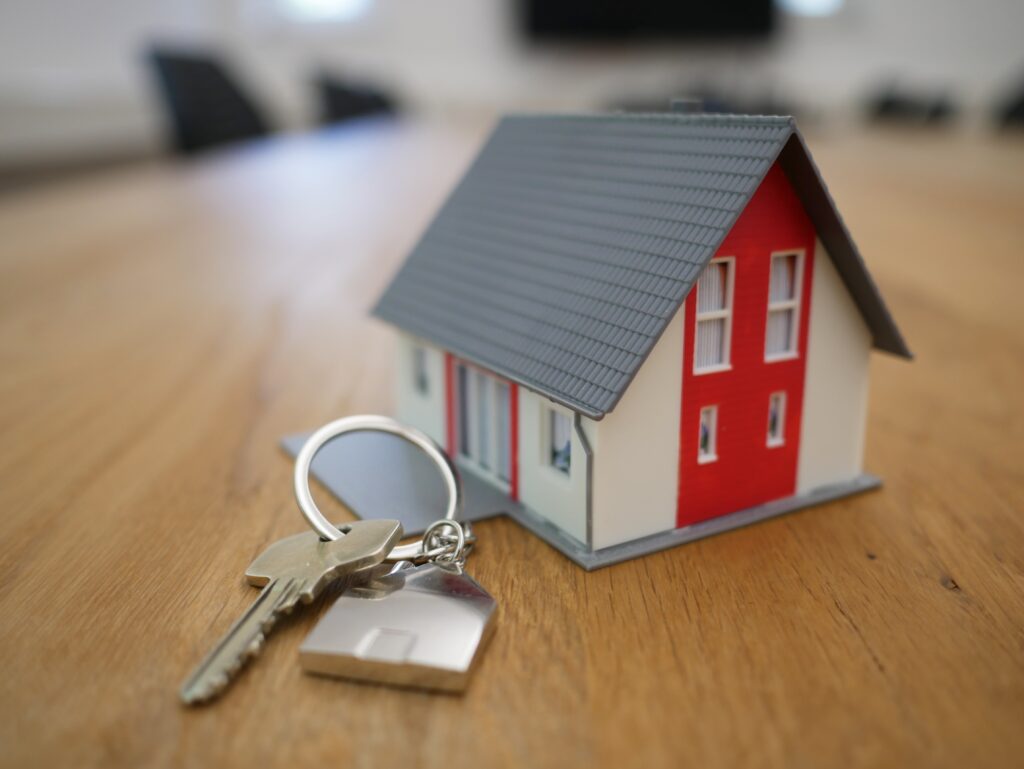  a key and a miniature house  image