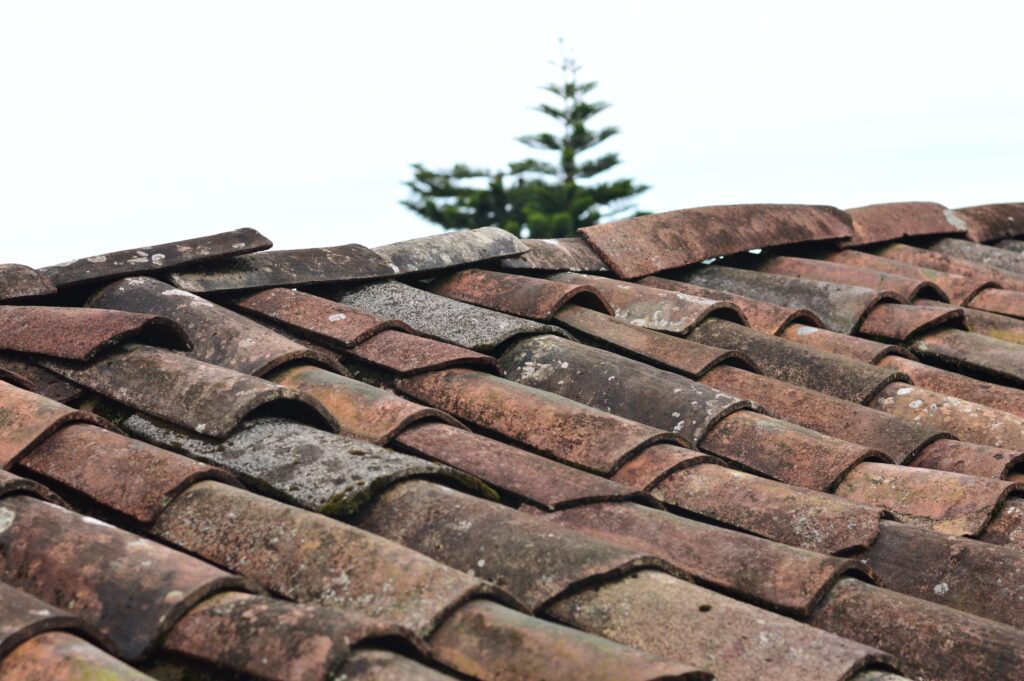 Selective focus photo of brown roof shingles