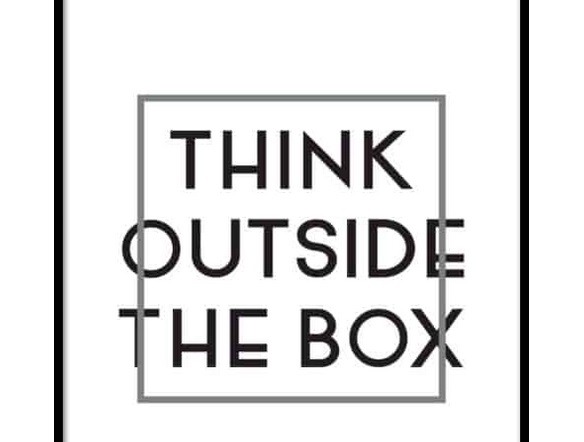 Thinking outside the box text poster (Vertical)