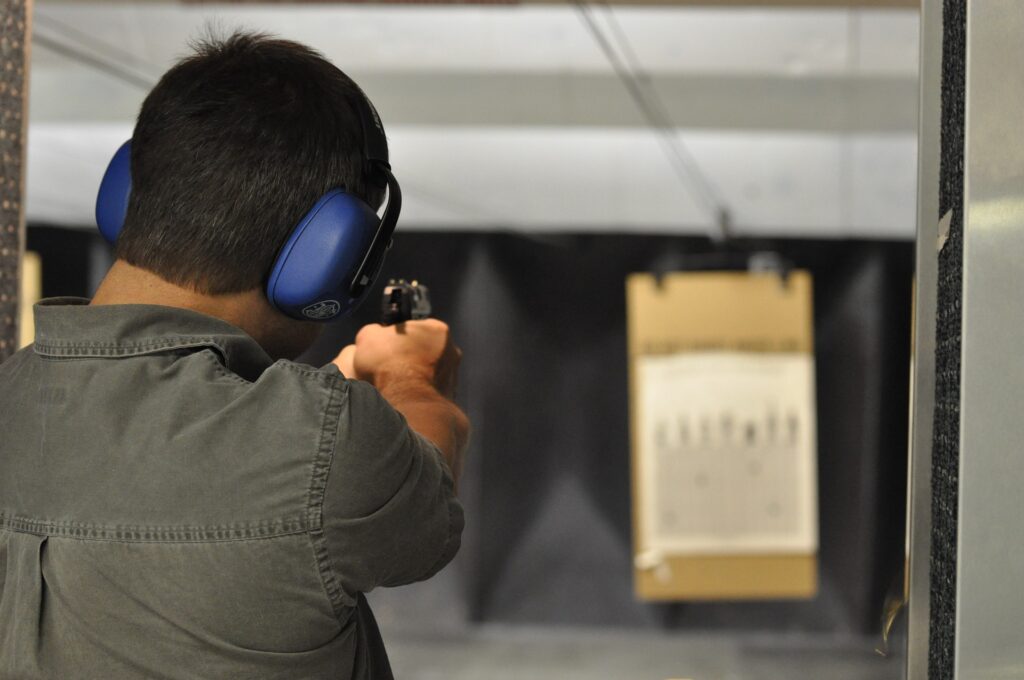 rifle shooting man in firearm training course