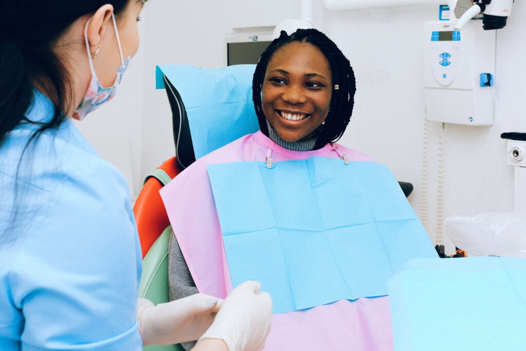 A woman ready to have her dental checkup image