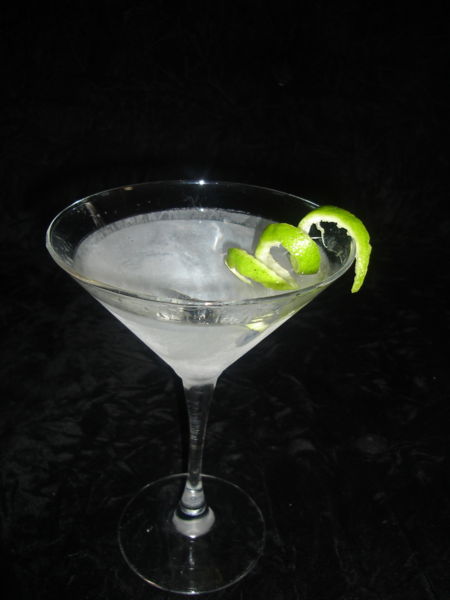 A lime peel “twist” for a garnish adds an elegant touch to this Martini
