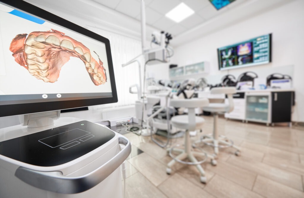 A modern dental office equipped with computers and high-precision technologies