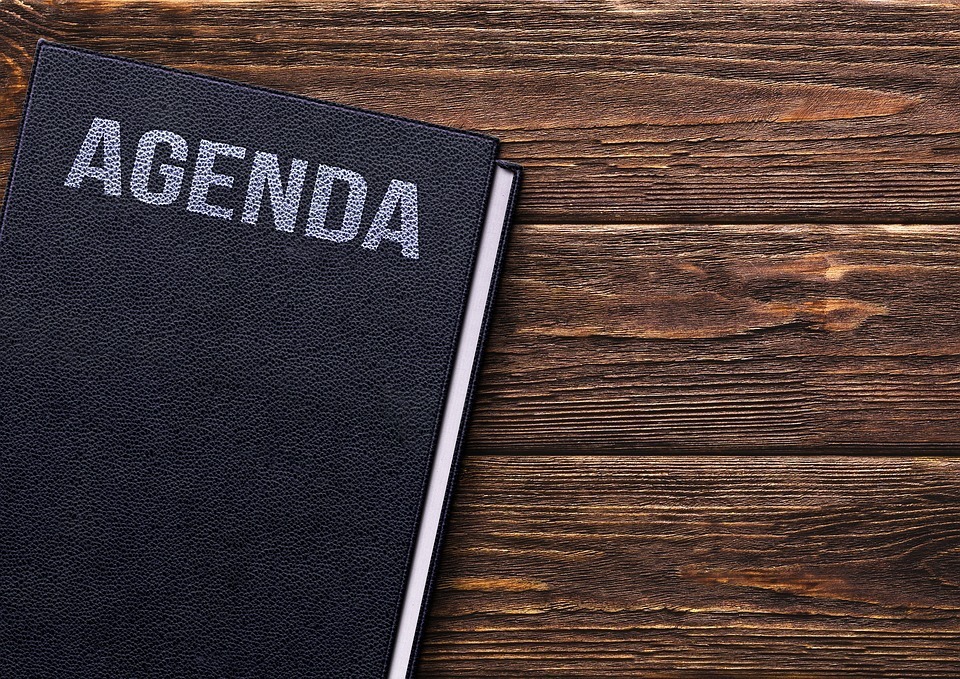A notebook with the word ‘Agenda’ engraved image