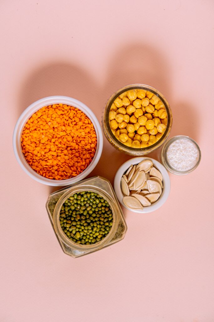 Containers with beans, lentils and chickpeas image