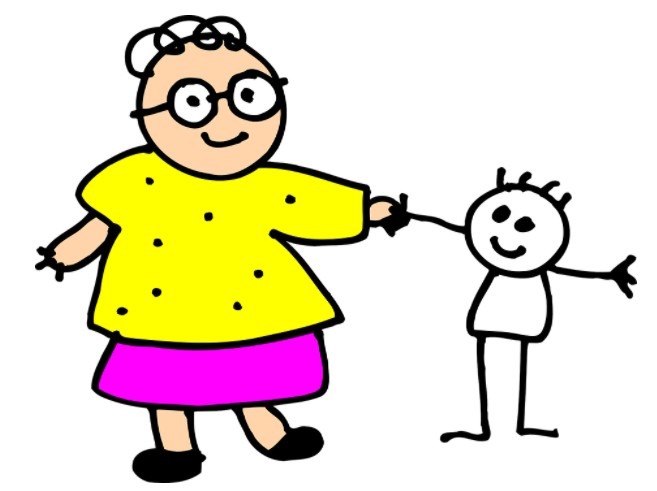 a drawing of a grandma and her grandchild
