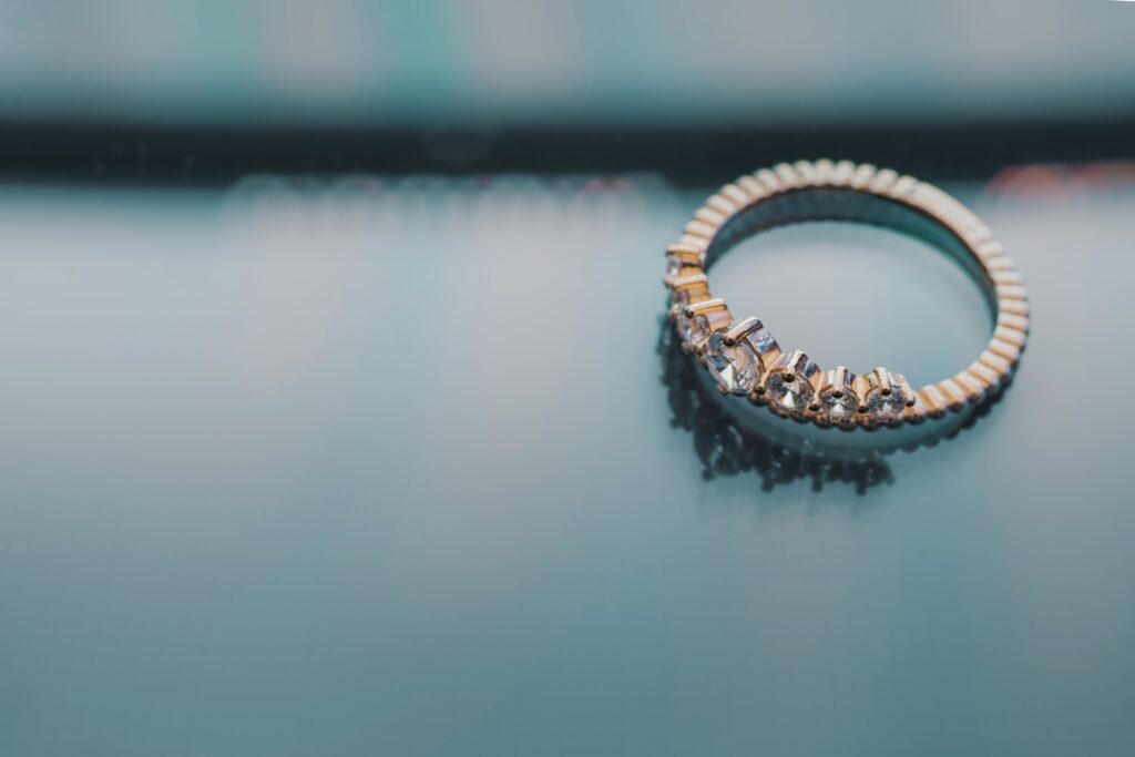 An engagement ring closeup image