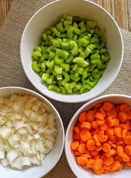 Chopped up vegetables