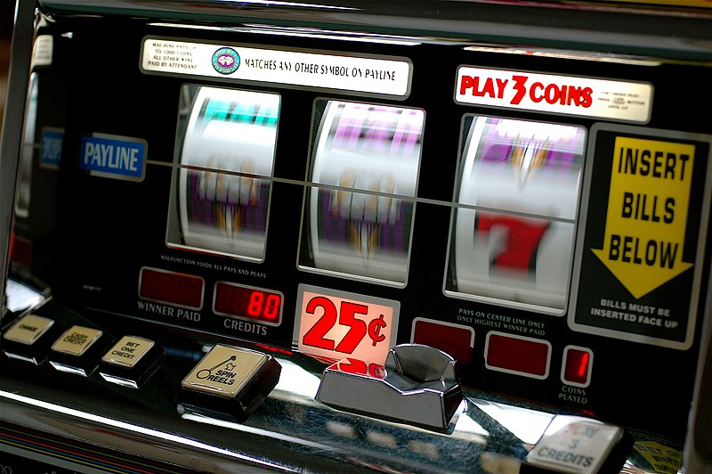 A closeup shot of a Slot machine