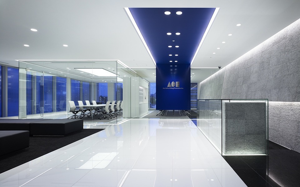 Office interior with glass panels image