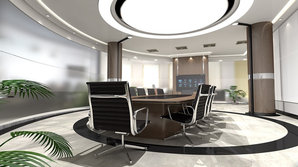 Office meeting room with glass walls image