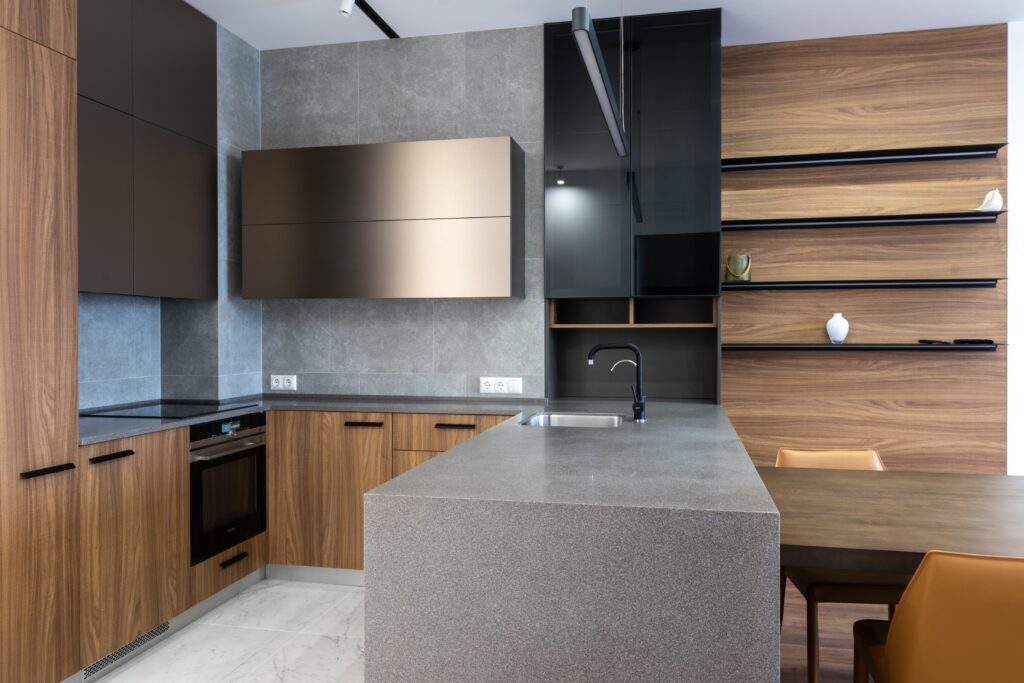 modern kitchen with oak accents image