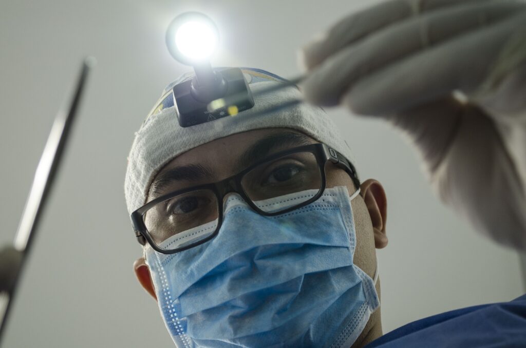 A dentist during checkup