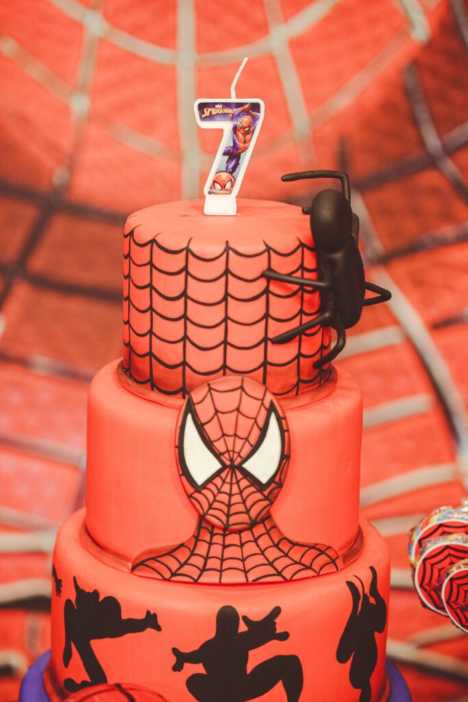 A spiderman themed cake