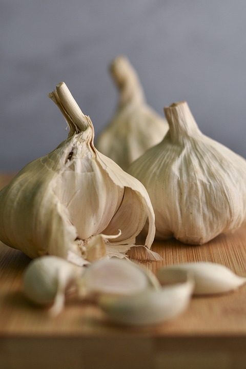 Closeup shot of garlic bulbs