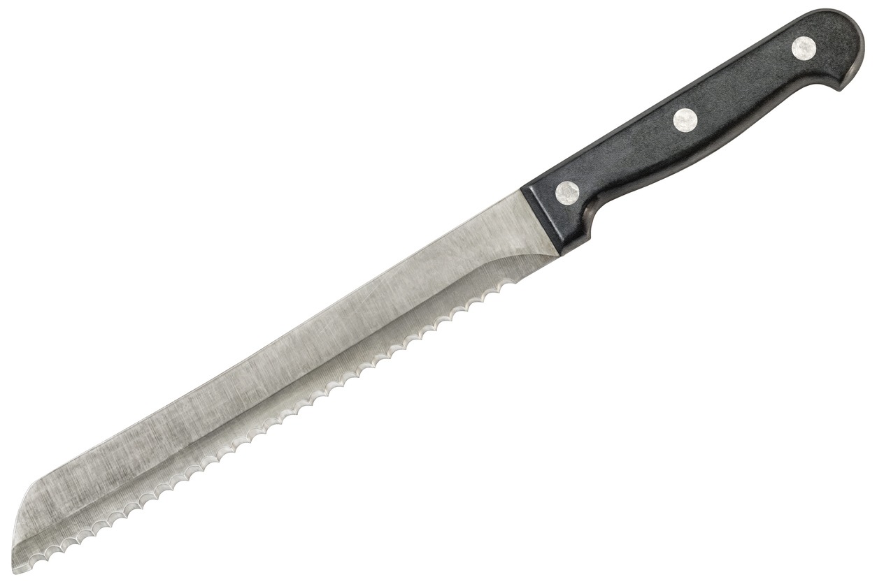Serrated utility knife isolated on white background