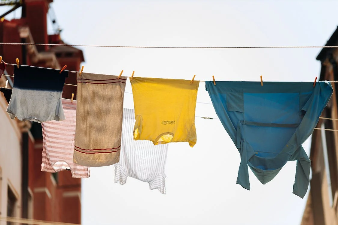 Clothes hanging in clothesline
