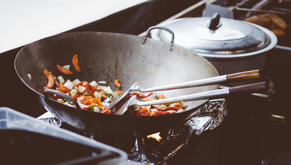 Cooking-in-a-Stainless-wok