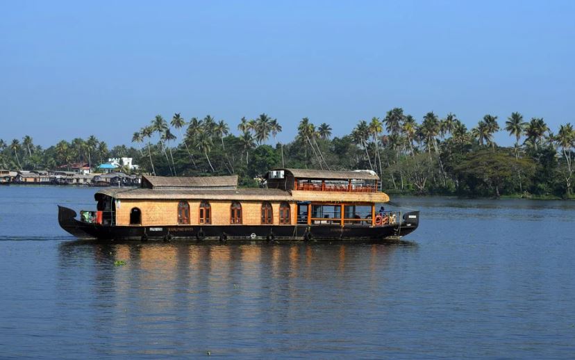 long-houseboat-calm-water-tall-coconut-trees